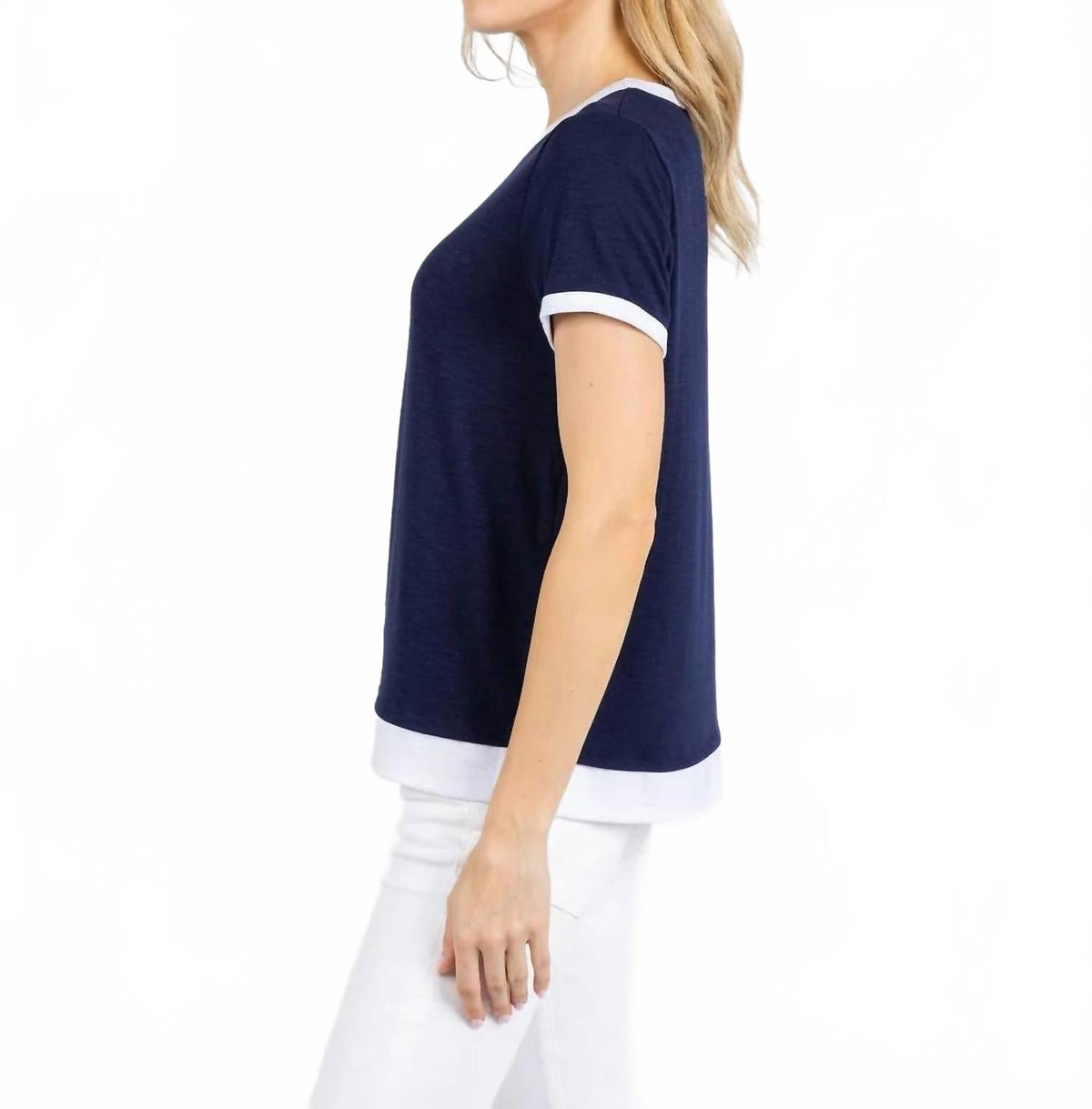 Leah Layered Tee In Blue Night