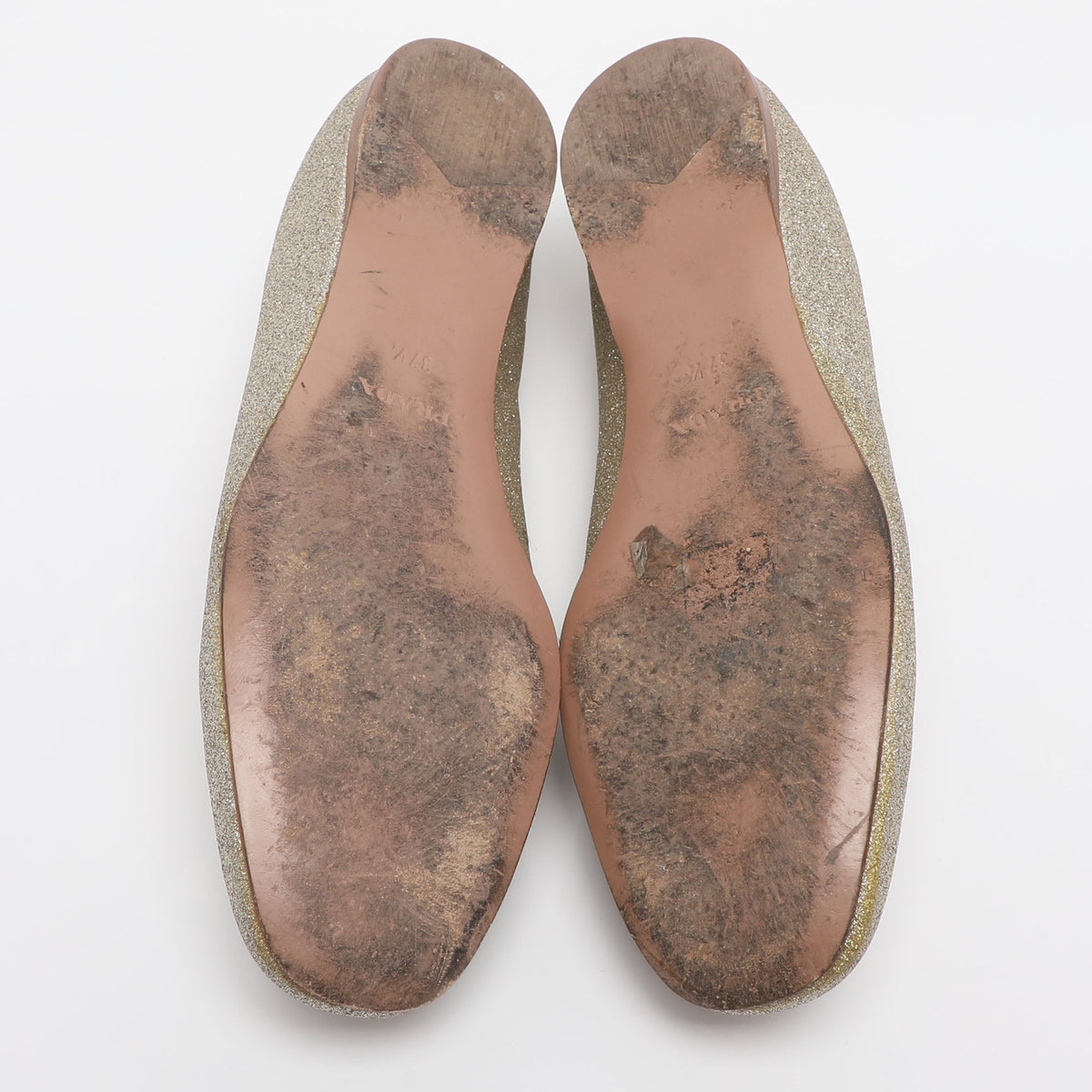 Prada Size 37.5 Gold Glitter Smoking Slippers