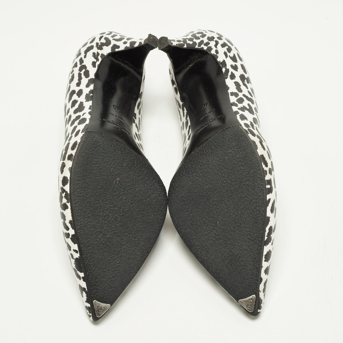 Saint Laurent Charlotte Size 40 Black/White Leather Pointed Toe Pumps