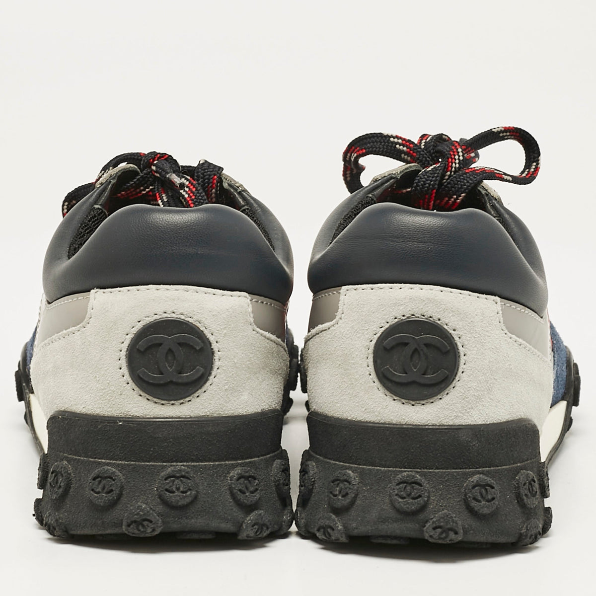 Chanel Size 38 Multicolor Leather  Nylon and Suede Low Top Sneakers