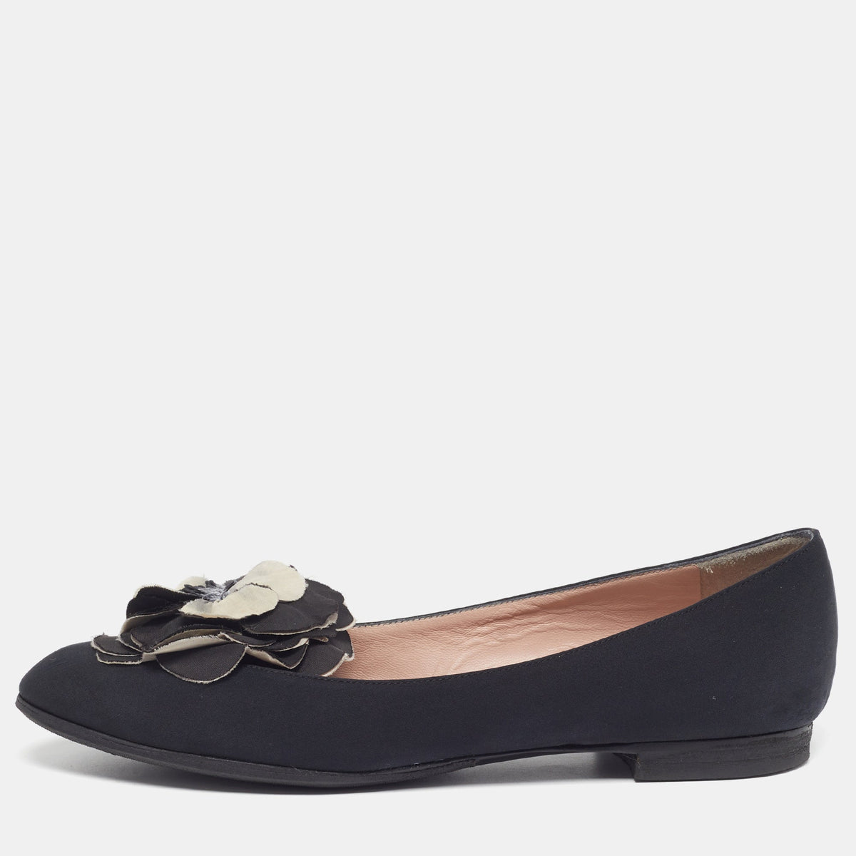 Chanel Size 36.5 Black Fabric  CC Camelia Ballet Flats