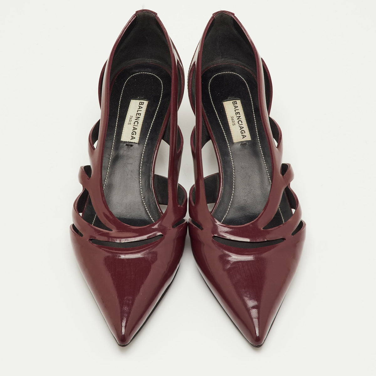 Balenciaga Size 37 Burgundy Patent Leather Pumps