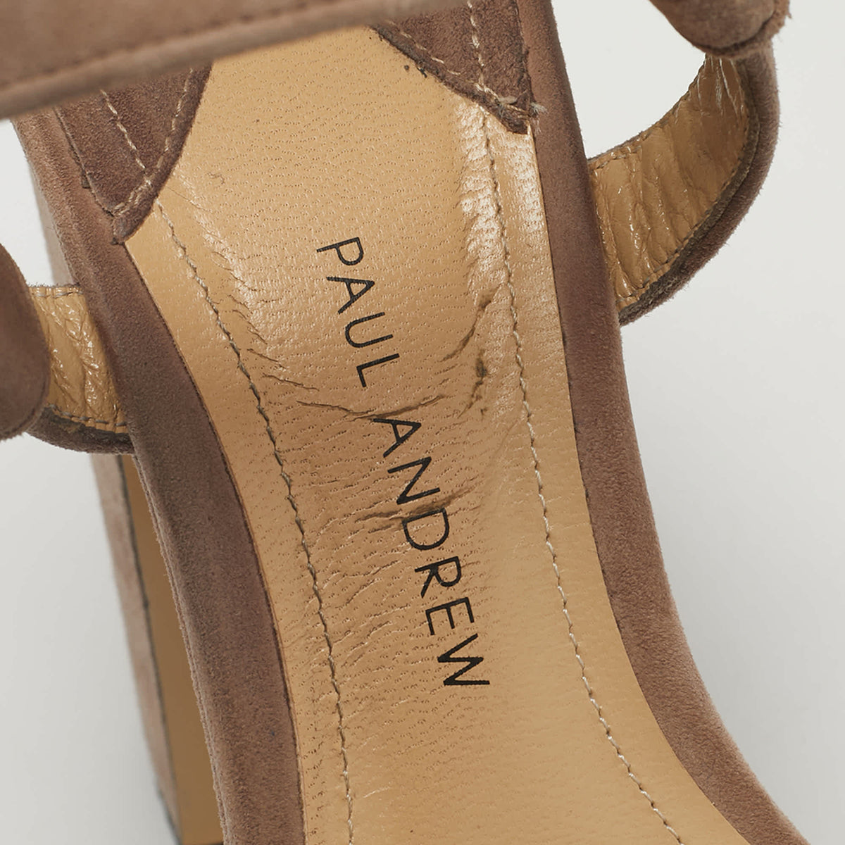 Paul Andrew Beige Suede Stanton Ankle Strap Sandals Size 37