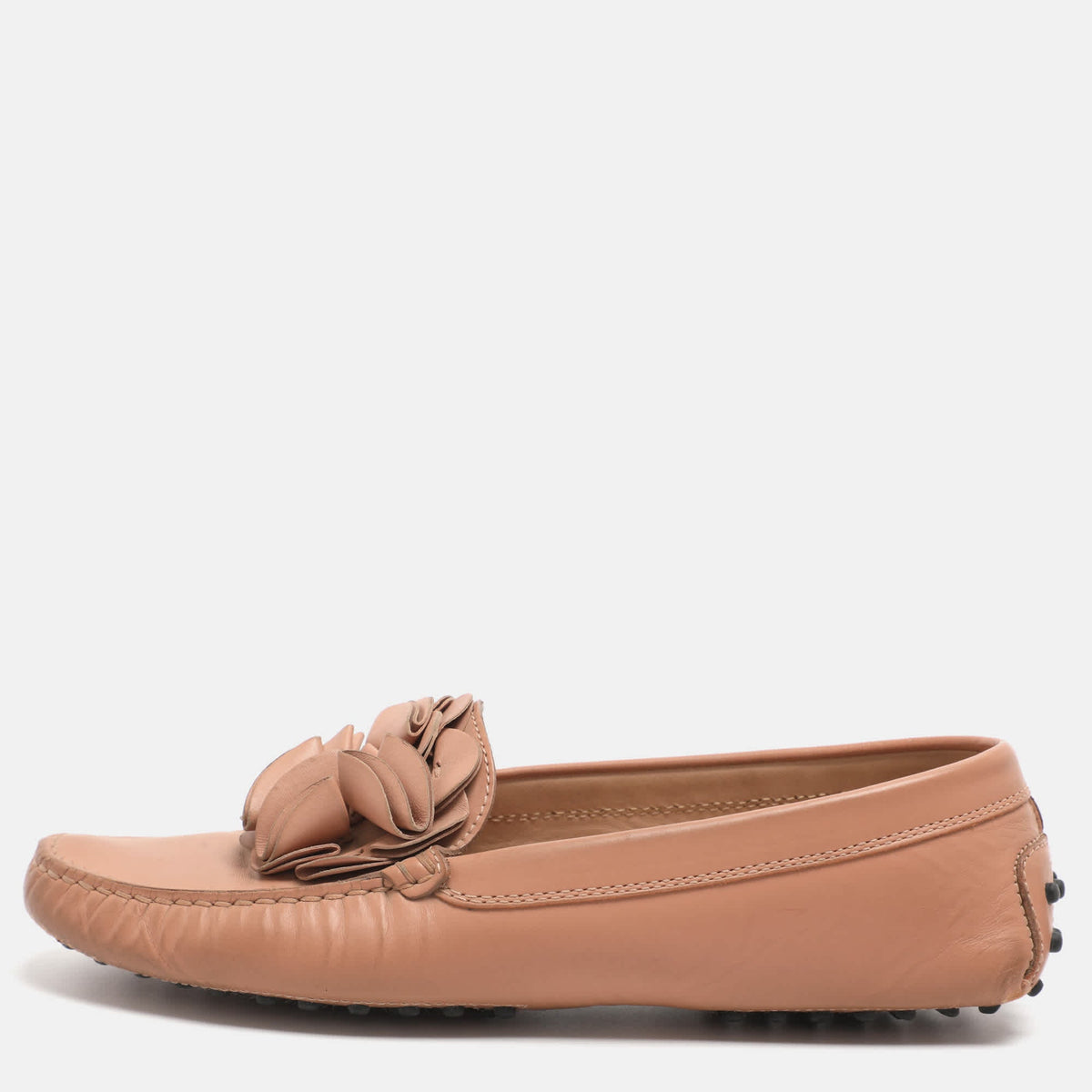 Tod's Gommini Floral Embellished Size 39 Pink Leather Loafers
