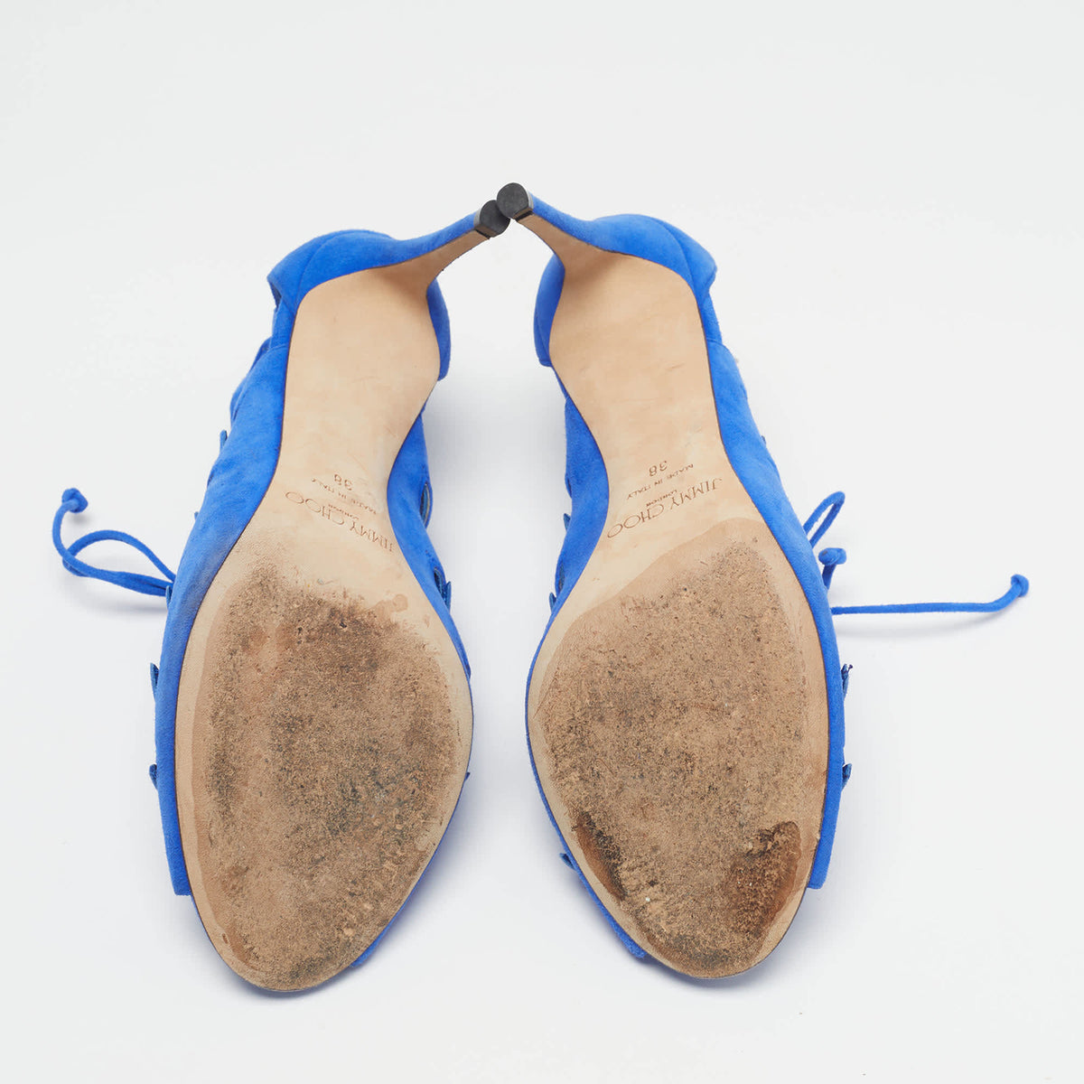 Jimmy Choo Keenan Size 38 Blue Suede Sandals