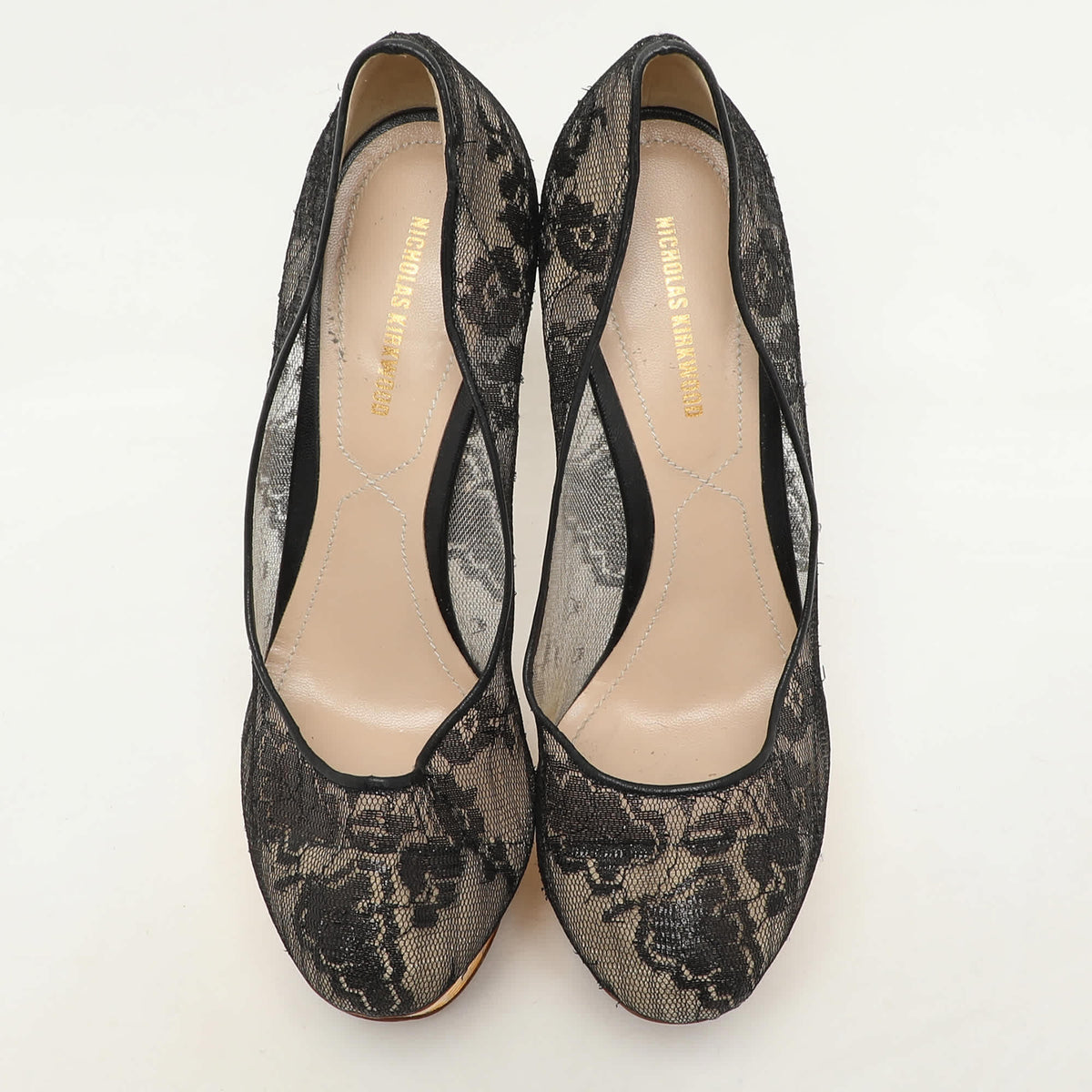 Nicholas Kirkwood Black Lace Platform Pumps Size 37.5