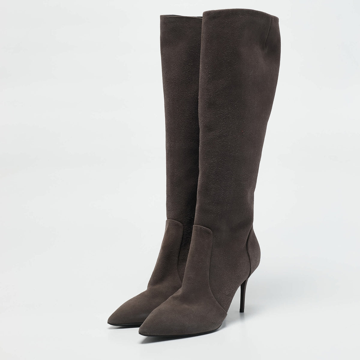 Giuseppe Zanotti Grey Suede Pointed Toe Knee Length Boots Size 37