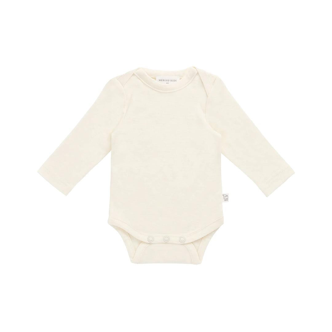 Merino Kids Merino Long Sleeve Envelope Bodysuit - Cloud