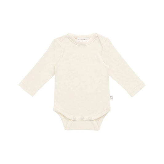 Merino Kids Merino Long Sleeve Envelope Bodysuit - Cloud