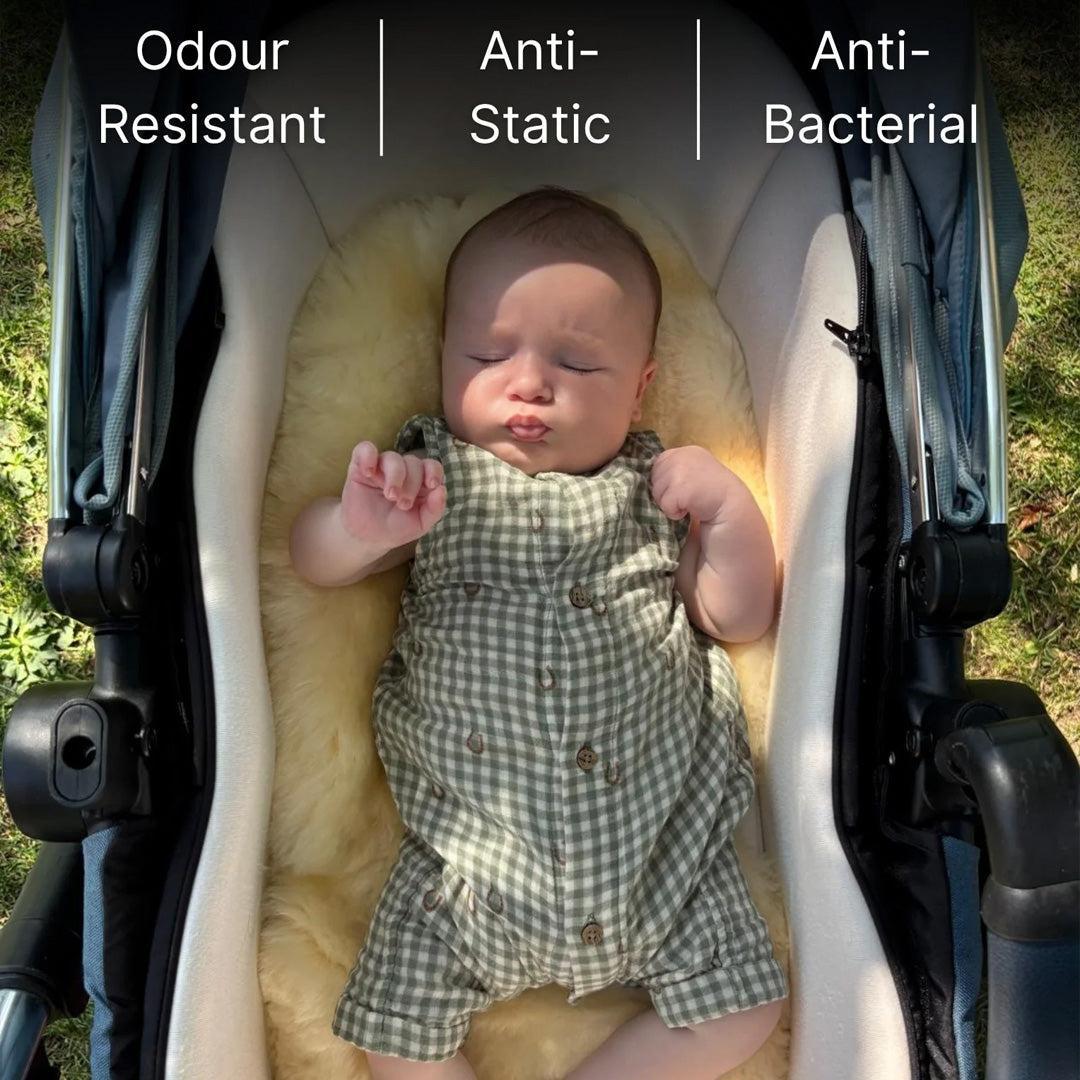 Naturally Sheepskins Fixed Harness Snuggly Sheepskin Pram Liner - Taupe