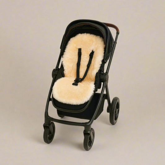 Naturally Sheepskins Fixed Harness Snuggly Sheepskin Pram Liner - Natural