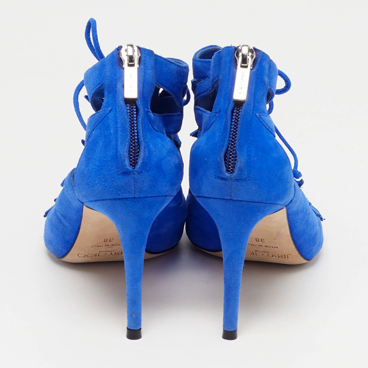 Jimmy Choo Keenan Size 38 Blue Suede Sandals