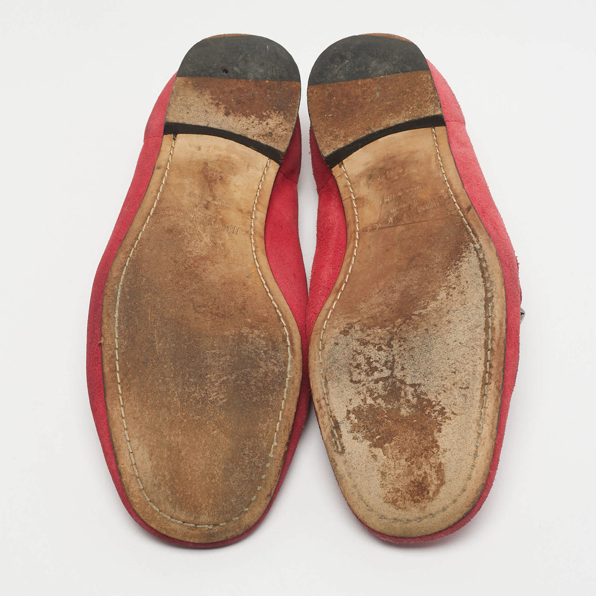 Jimmy Choo Red Suede Logo Slip On Loafers Size 38