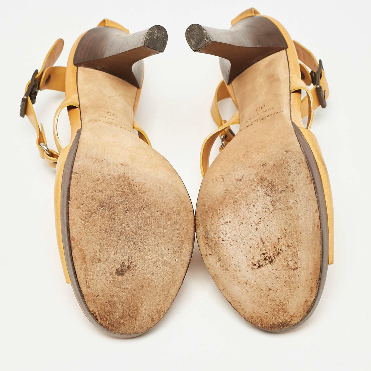 Jimmy Choo Mustard Yellow Studded Leather Cage Sandals Size 39