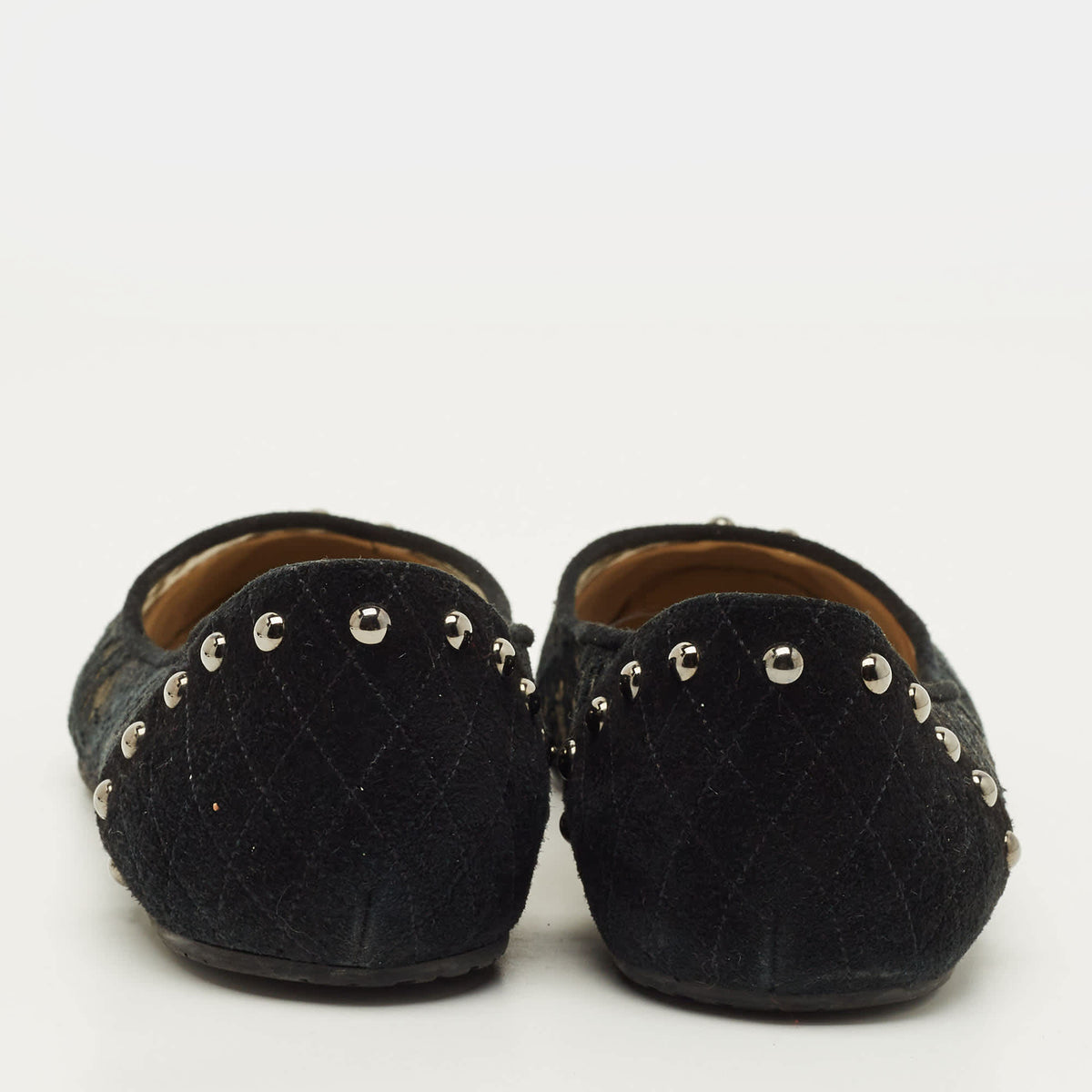 Oscar de la Renta Size 41 Black Lace and Suede Ballet Flats