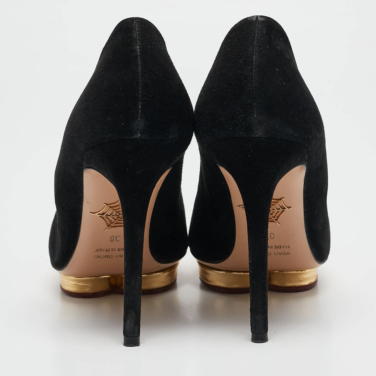 Charlotte Olympia Black Suede Debbie Platform Pumps Size 38