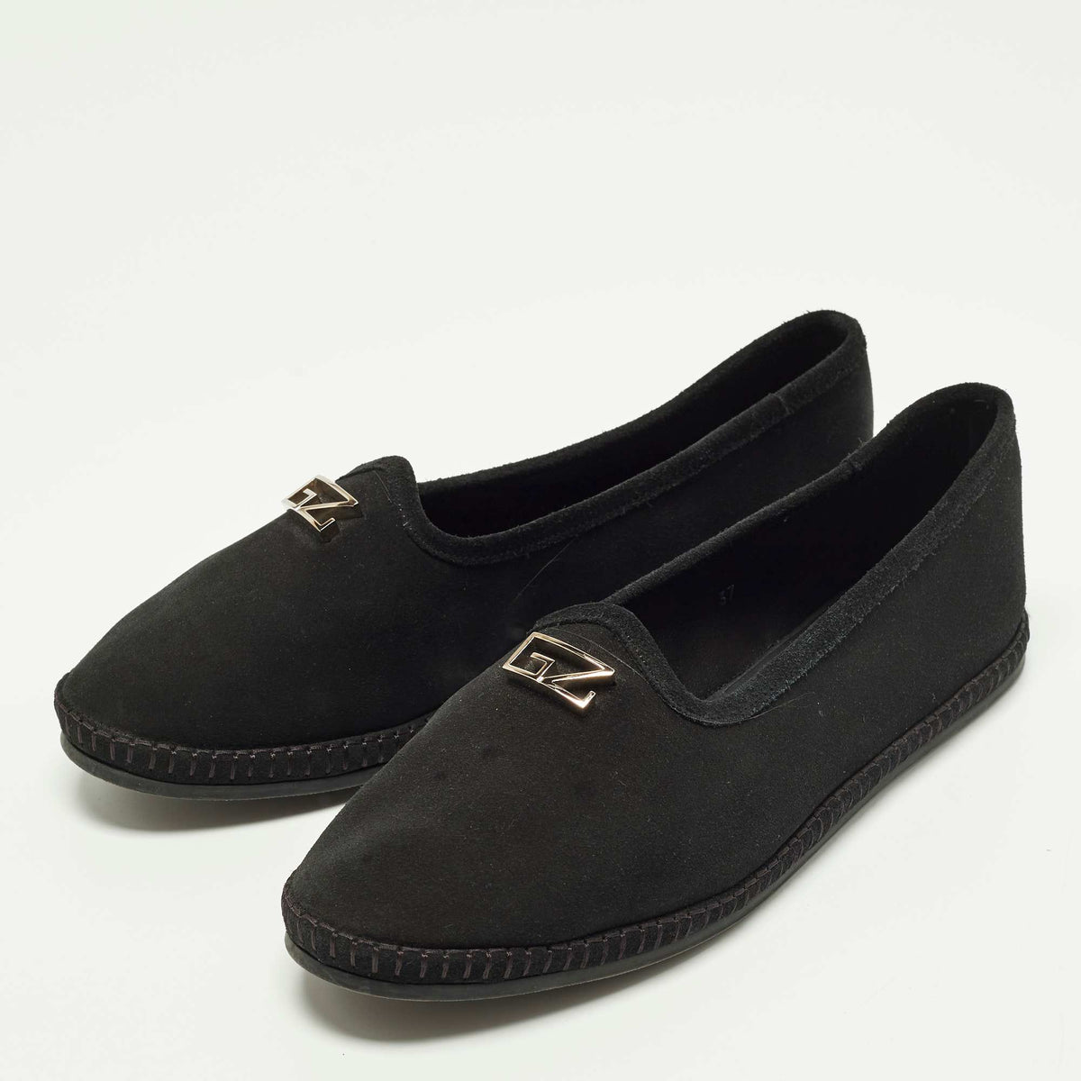 Giuseppe Zanotti GZ Size 37 Black Suede Slip On Loafers
