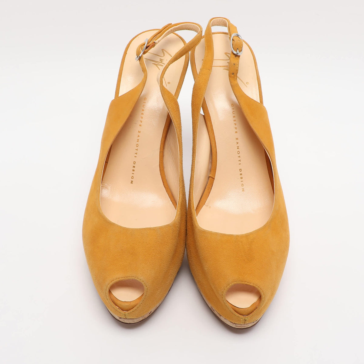 Giuseppe Zanotti Yellow Suede Slingback Platform Pumps Size 39.5