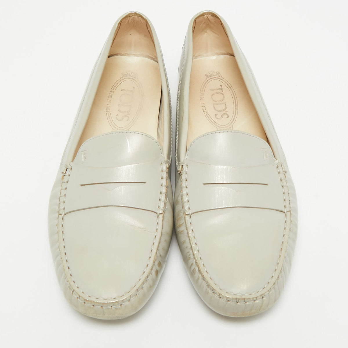 Tod's Gommino Size 38 Grey Leather Loafers