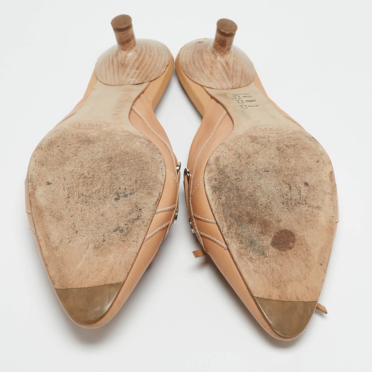 Tod's Beige Leather Shirley Mules Size 38.5