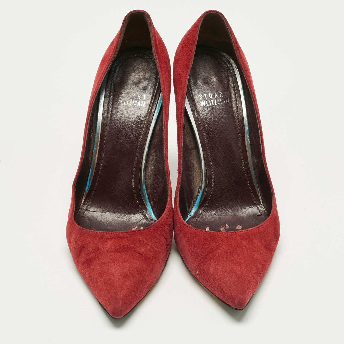 Stuart Weitzman Scarlet Red Suede Nouveau Pointed Toe Pumps Size 39