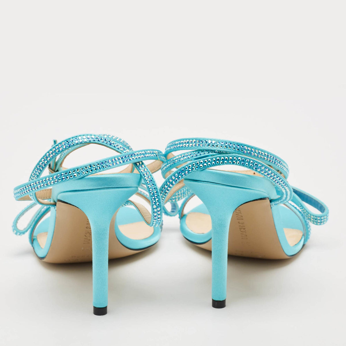 Mach & Mach French Bow Size 38 Blue PVC and Satin Ankle Strap Sandals