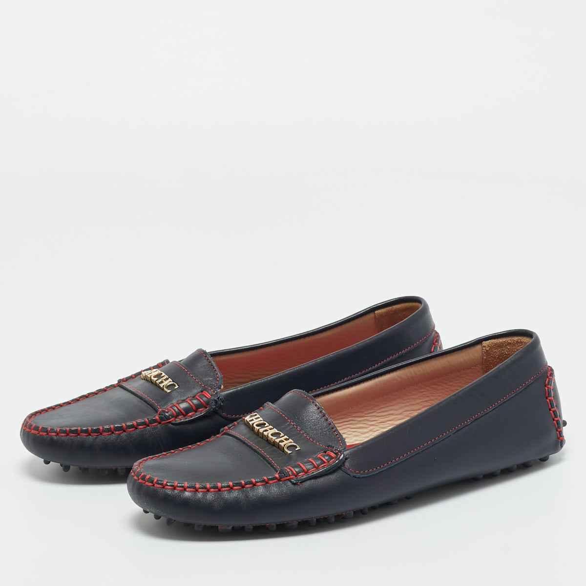 CH Carolina Herrera Black Leather Loafers Size 40