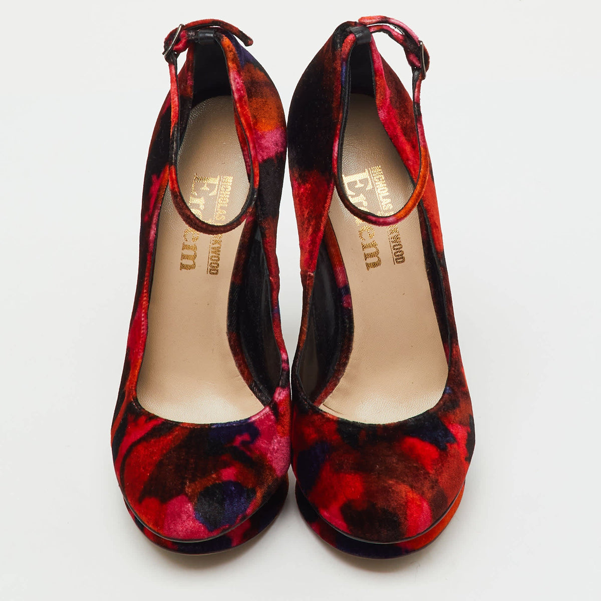 Nicholas Kirkwood x Erdem Multicolor Velvet Ankle Strap Platform Pumps Size 36