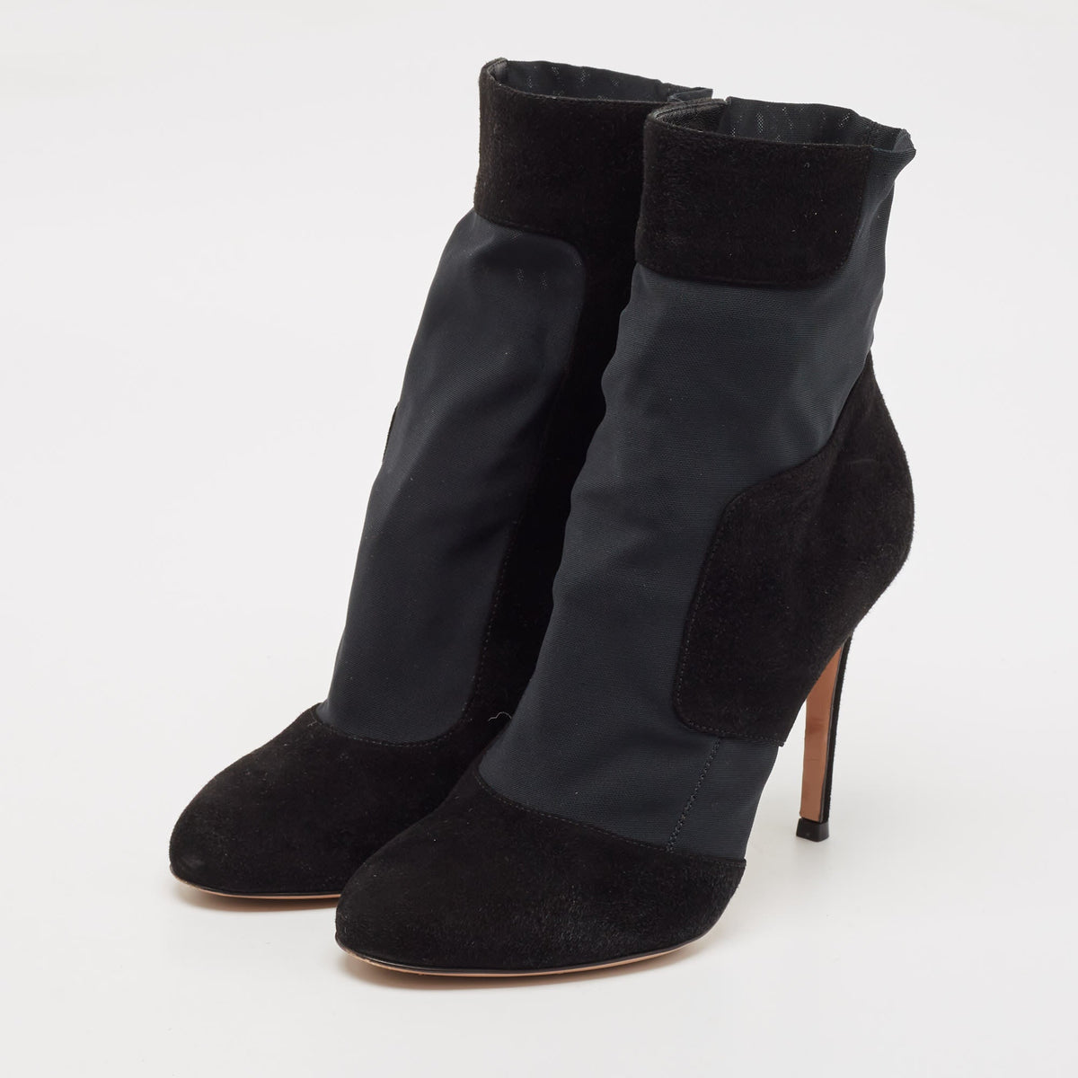 Gianvito Rossi Size 37 Black Nylon and Suede Ankle Length Boots
