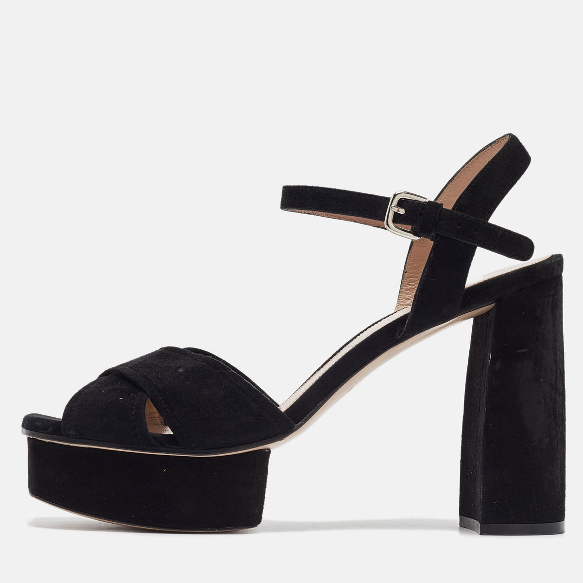 Stuart Weitzman Size 41.5 Black Suede Ankle Strap Sandals