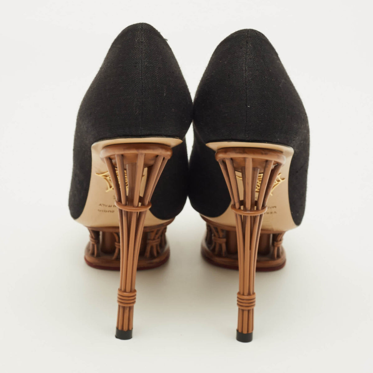 Charlotte Olympia Dolly Size 36 Black Canvas Platform Pumps