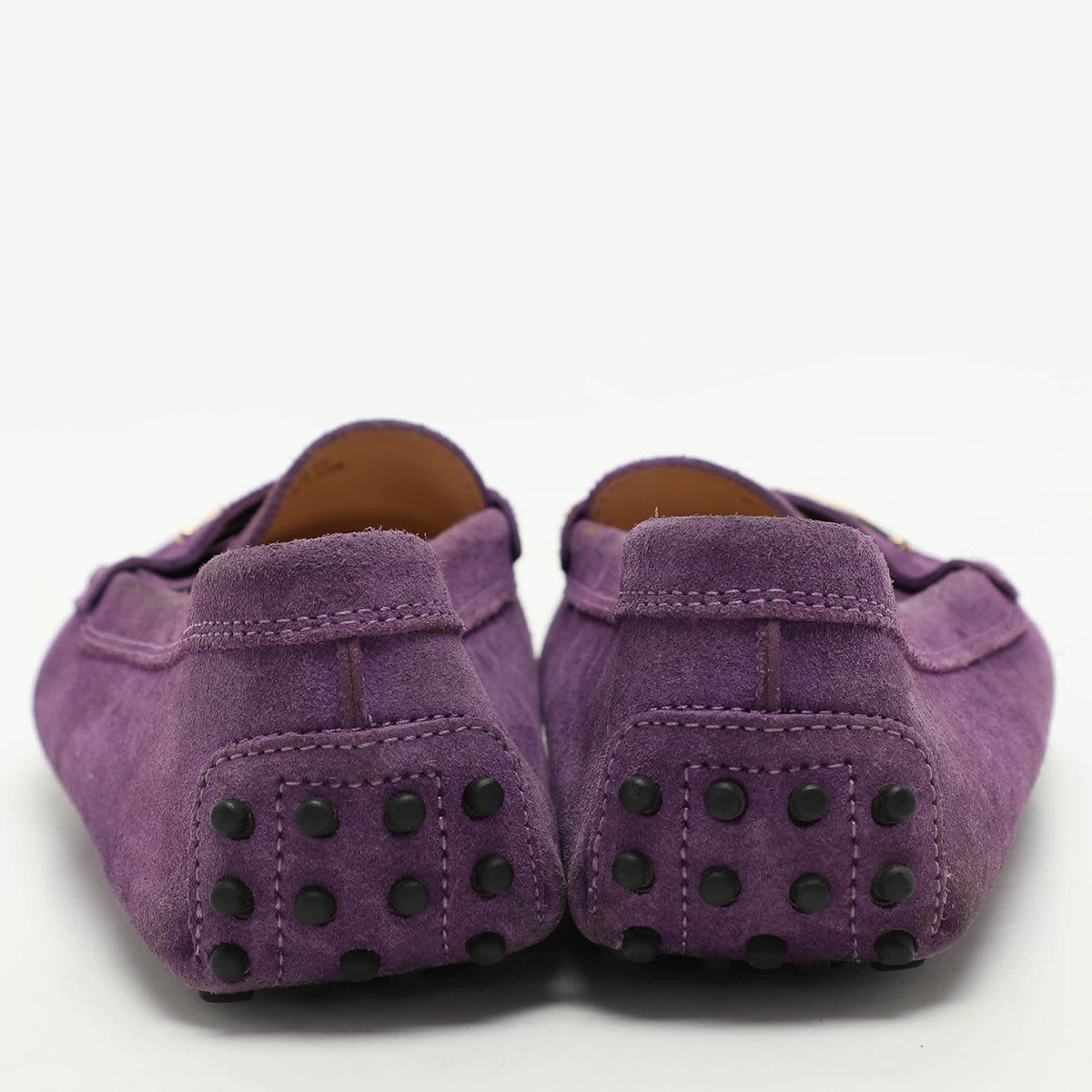 Tod's Purple Suede Embellished Loafers Size 38.5